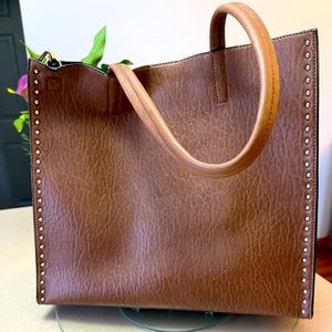 Calvin Klein Large Brown Tote Bag Studded